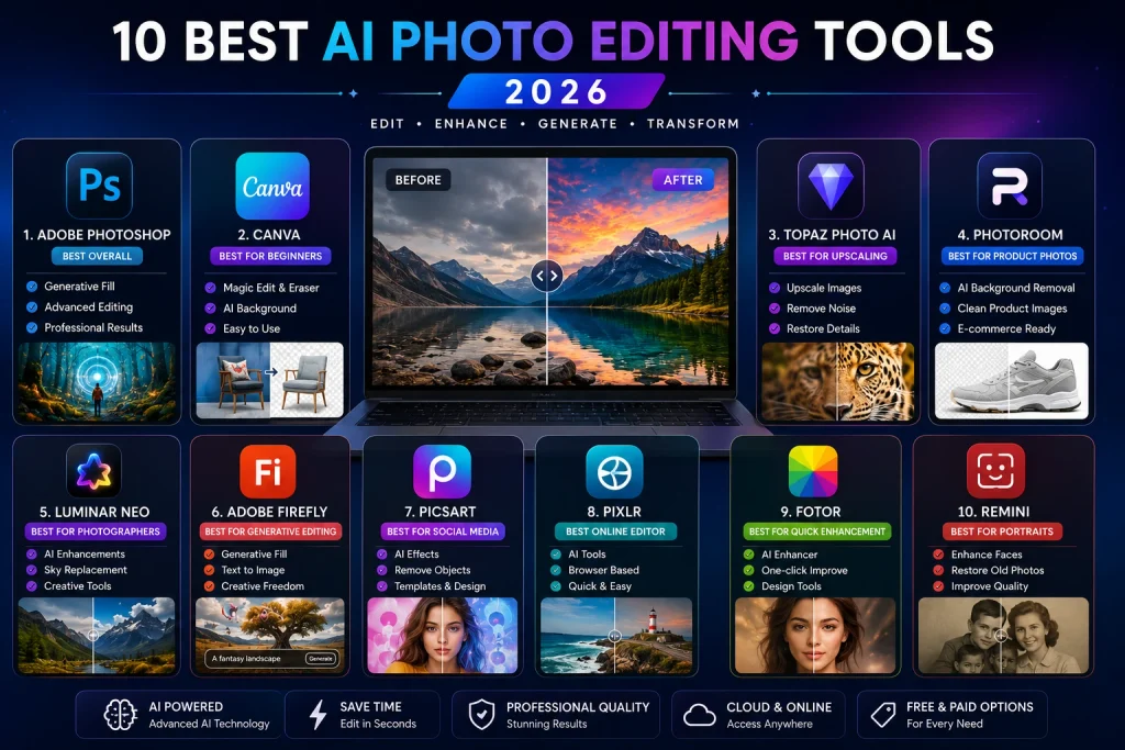 Best AI photo editing tools 2026 compared